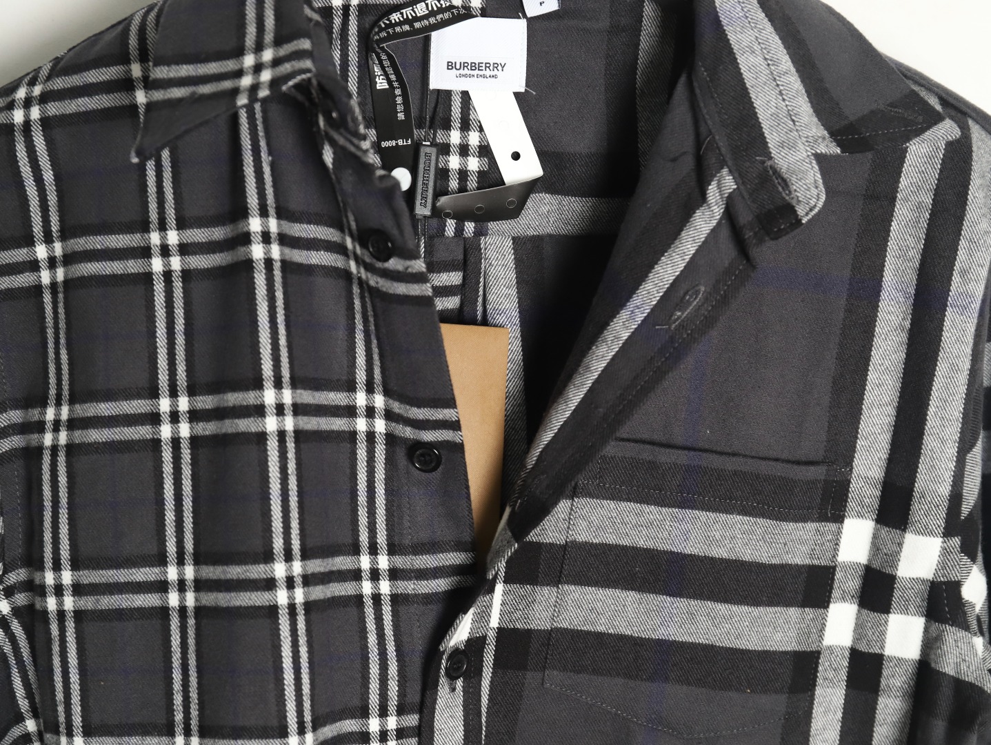 B**rry double brushed striped check classic shirt tsk1