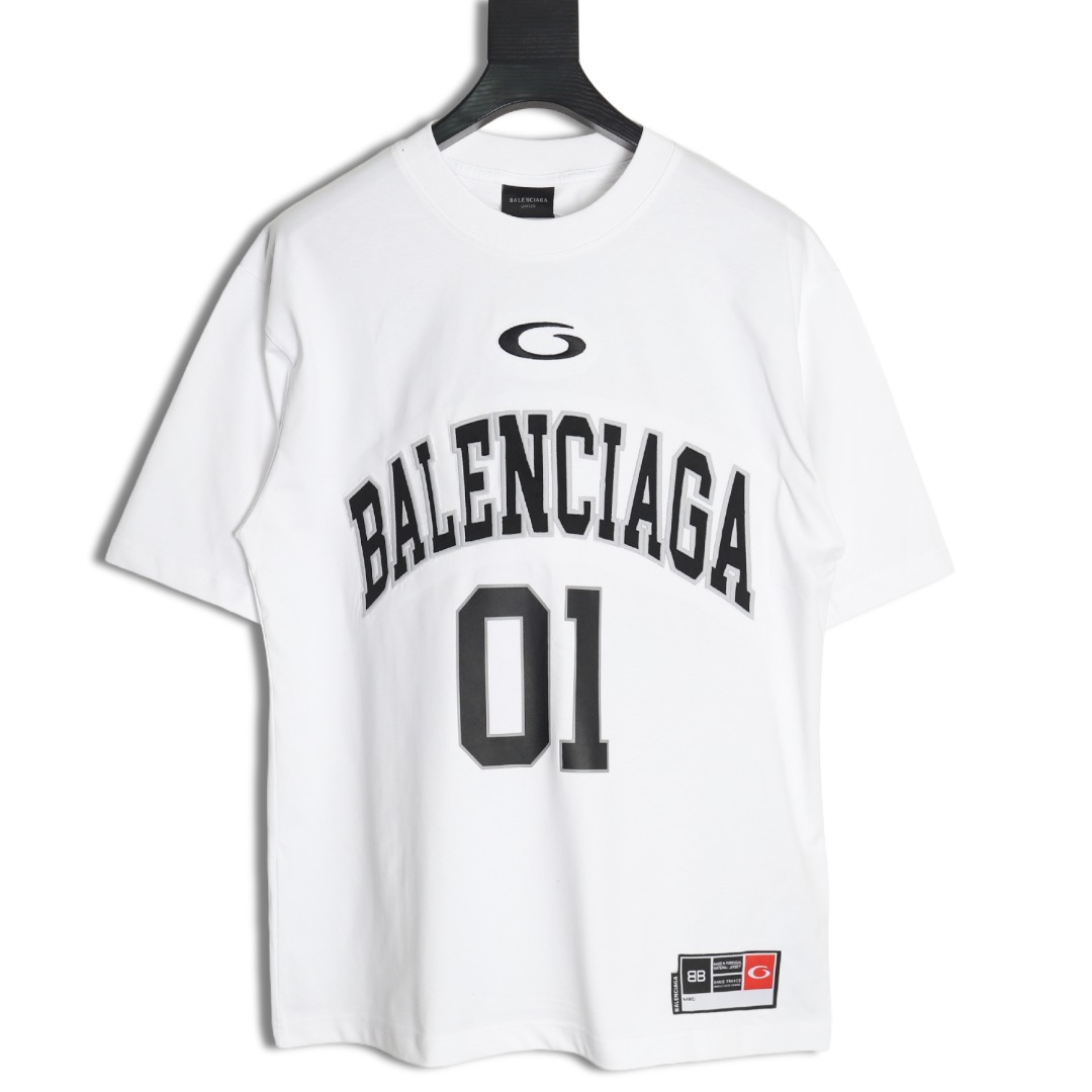 Ba*len*cia*ga basketball jersey embroidered print short-sleeved t-shirt