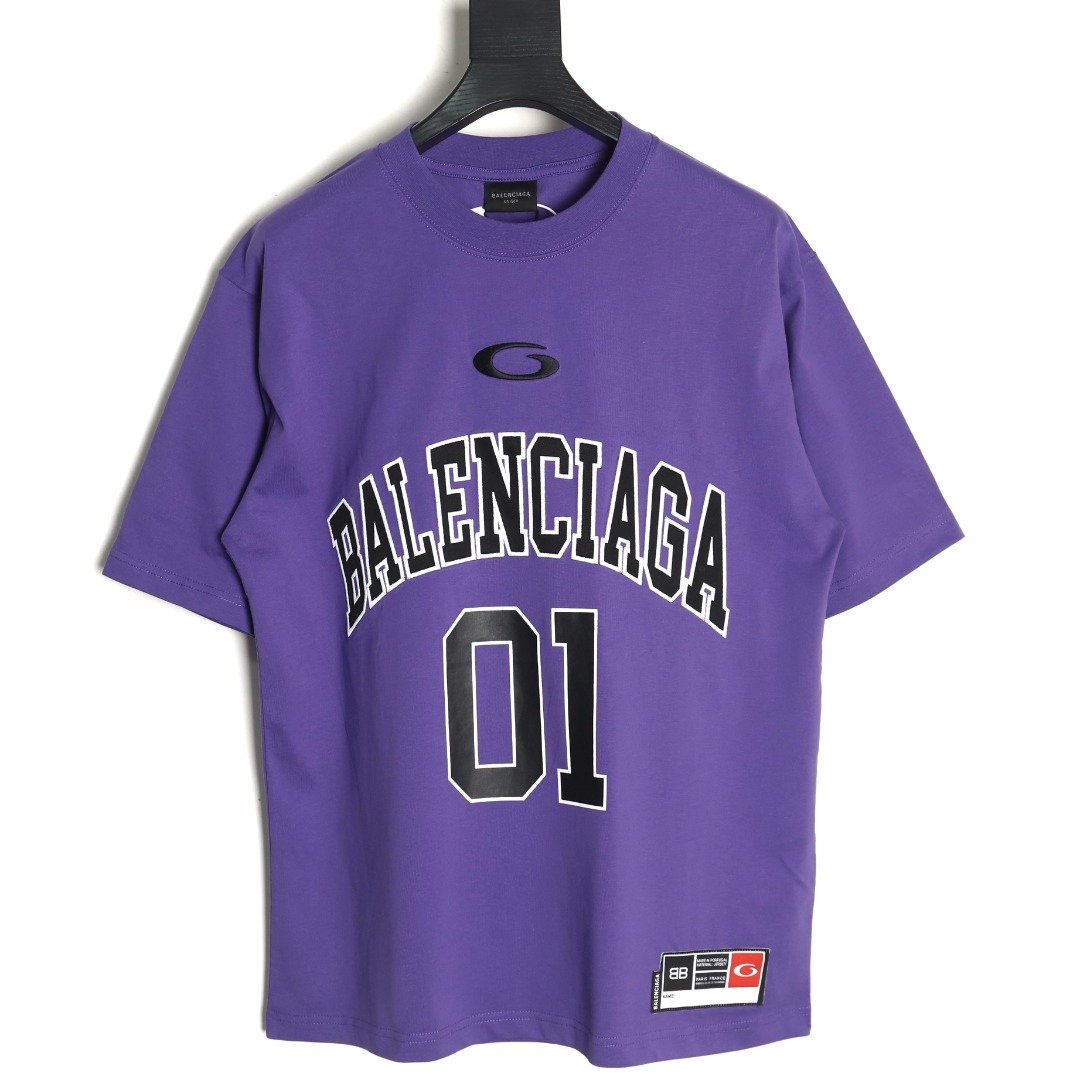 Ba*len*cia*ga basketball jersey embroidered print short-sleeved t-shirt tsk1