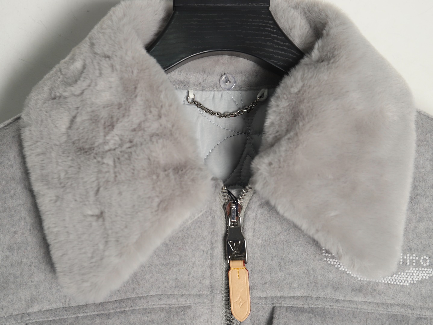 l0*is V*t0n fur collar patchwork wool padded jacket