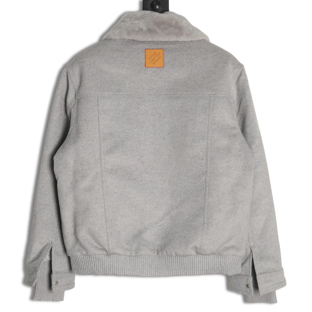 l0*is V*t0n fur collar patchwork wool padded jacket