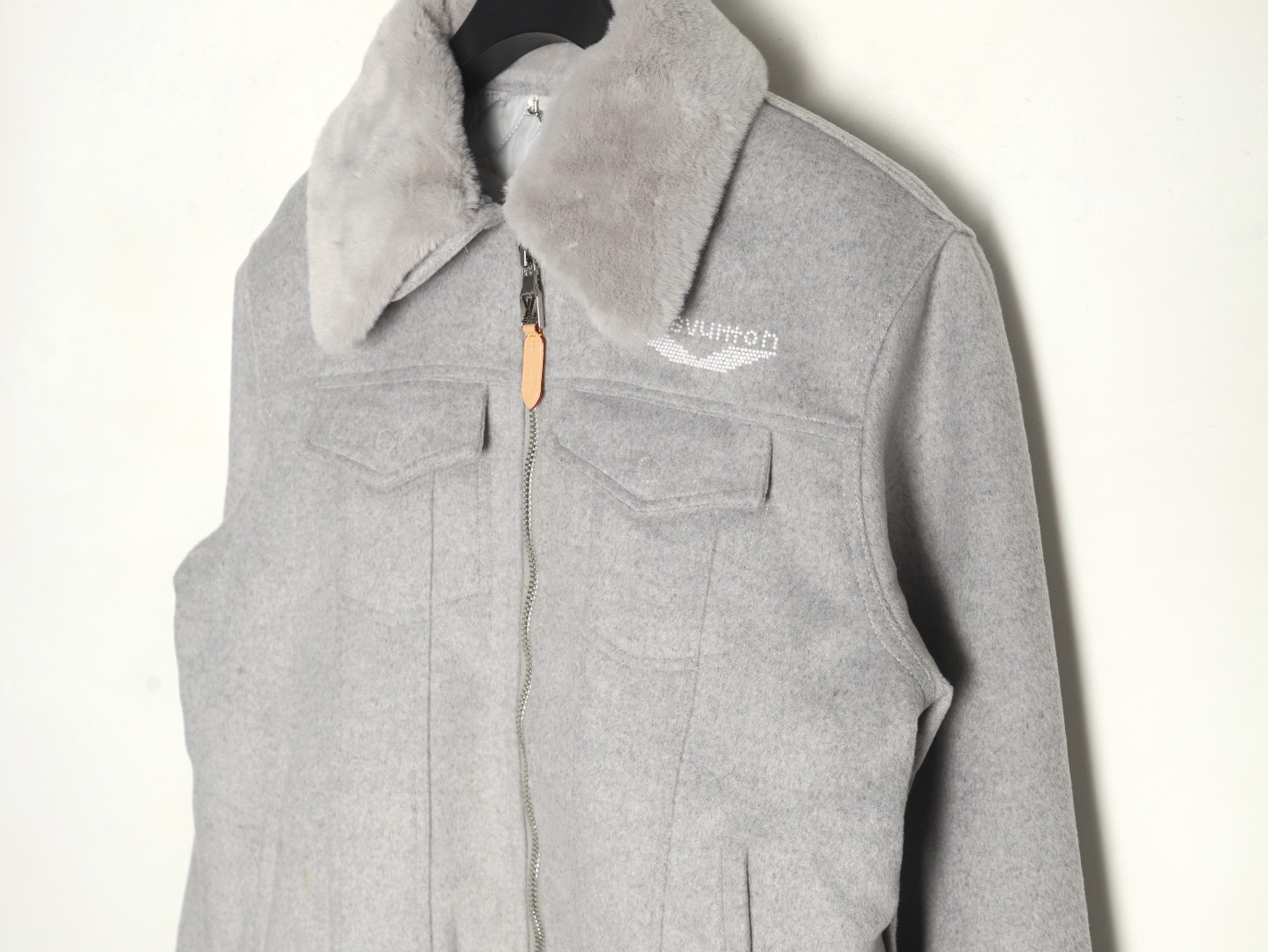 l0*is V*t0n fur collar patchwork wool padded jacket