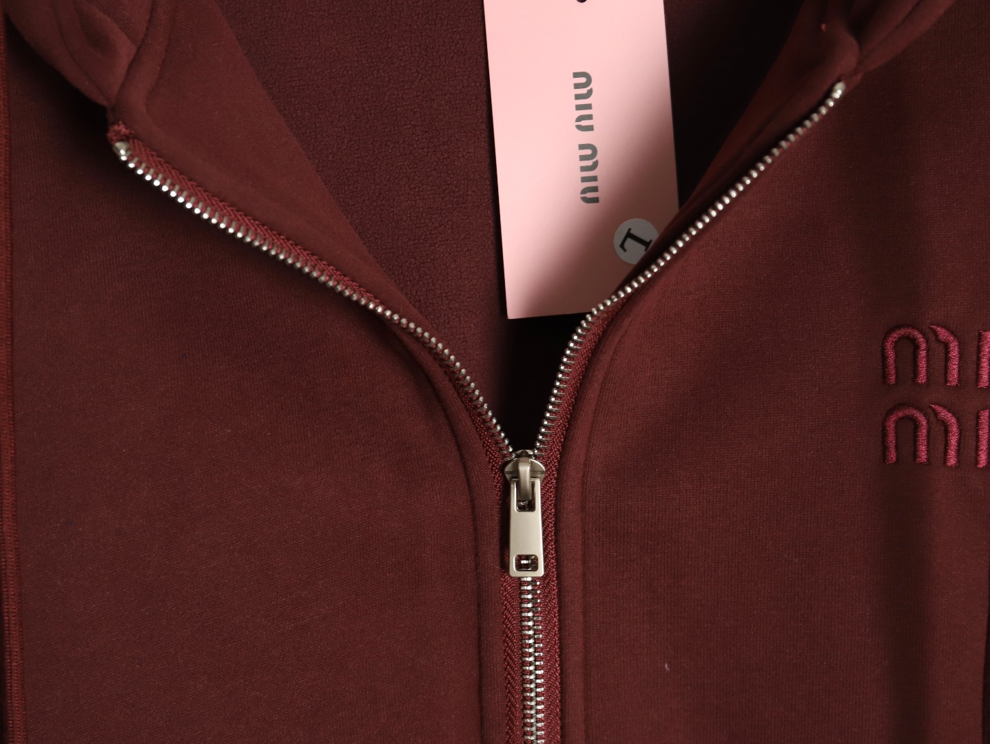 Miu Miu embroidered logo velvet zip-up jacket