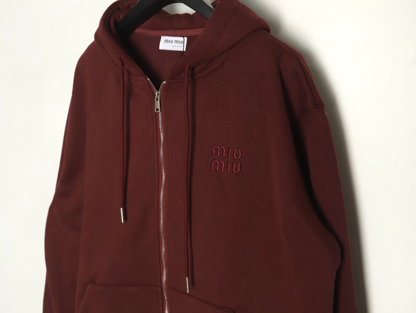 Miu Miu embroidered logo velvet zip-up jacket