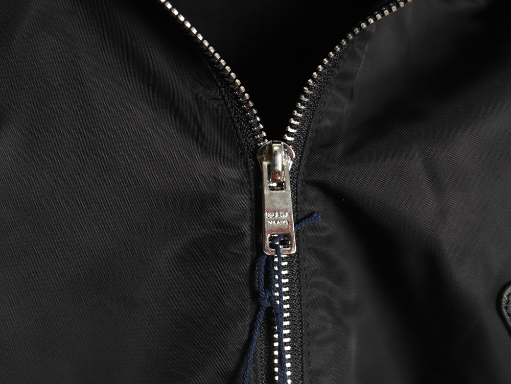 Pra*a inverted triangle logo nylon splicing wool jacket