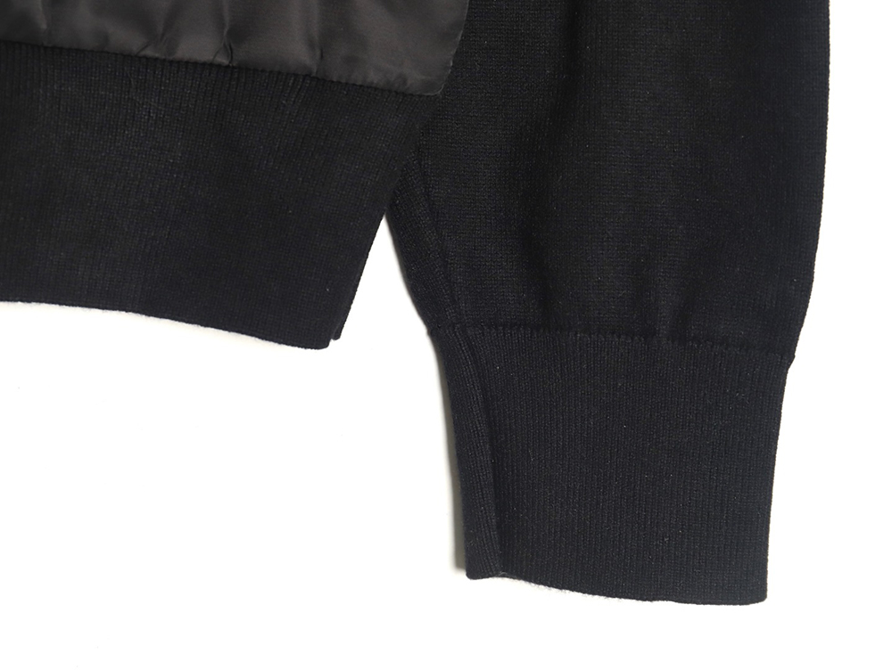 Pra*a inverted triangle logo nylon splicing wool jacket