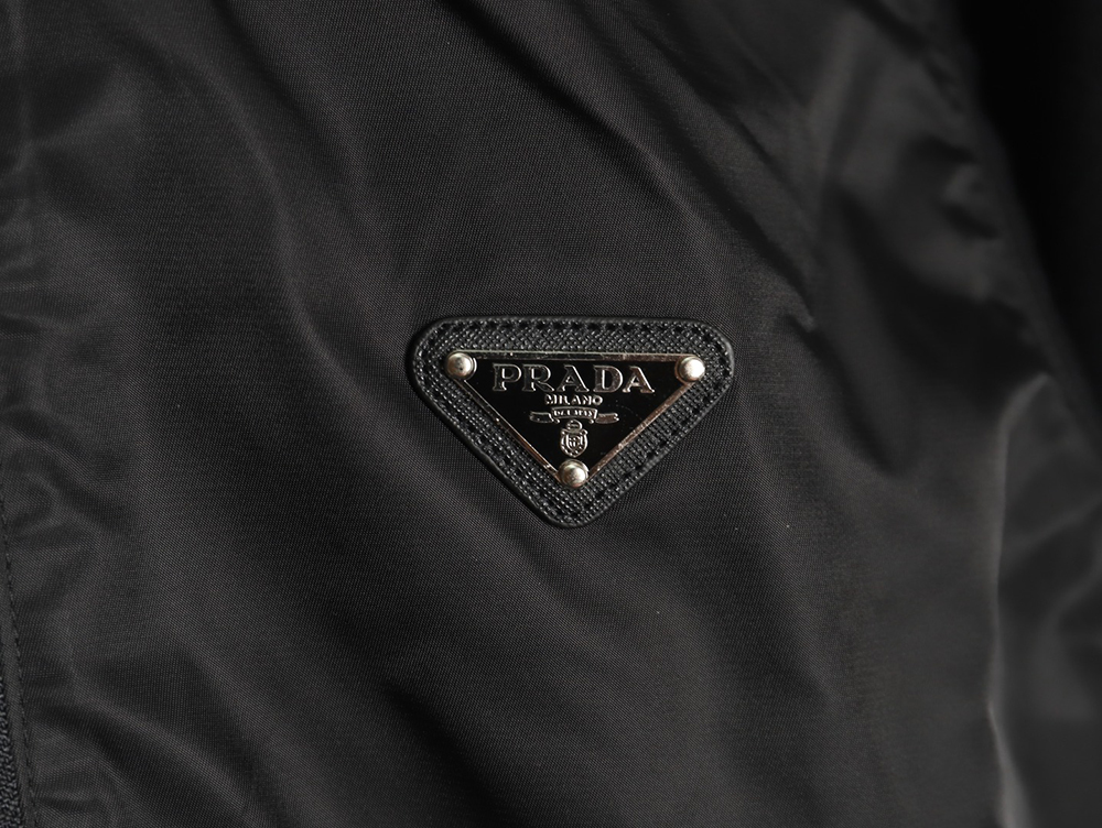 Pra*a inverted triangle logo nylon splicing wool jacket
