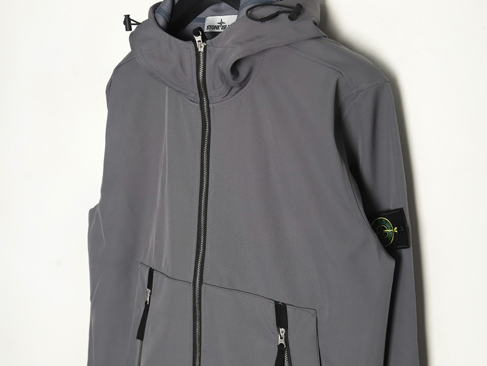 Stone Island Plain Hooded Zip-Up Jacket