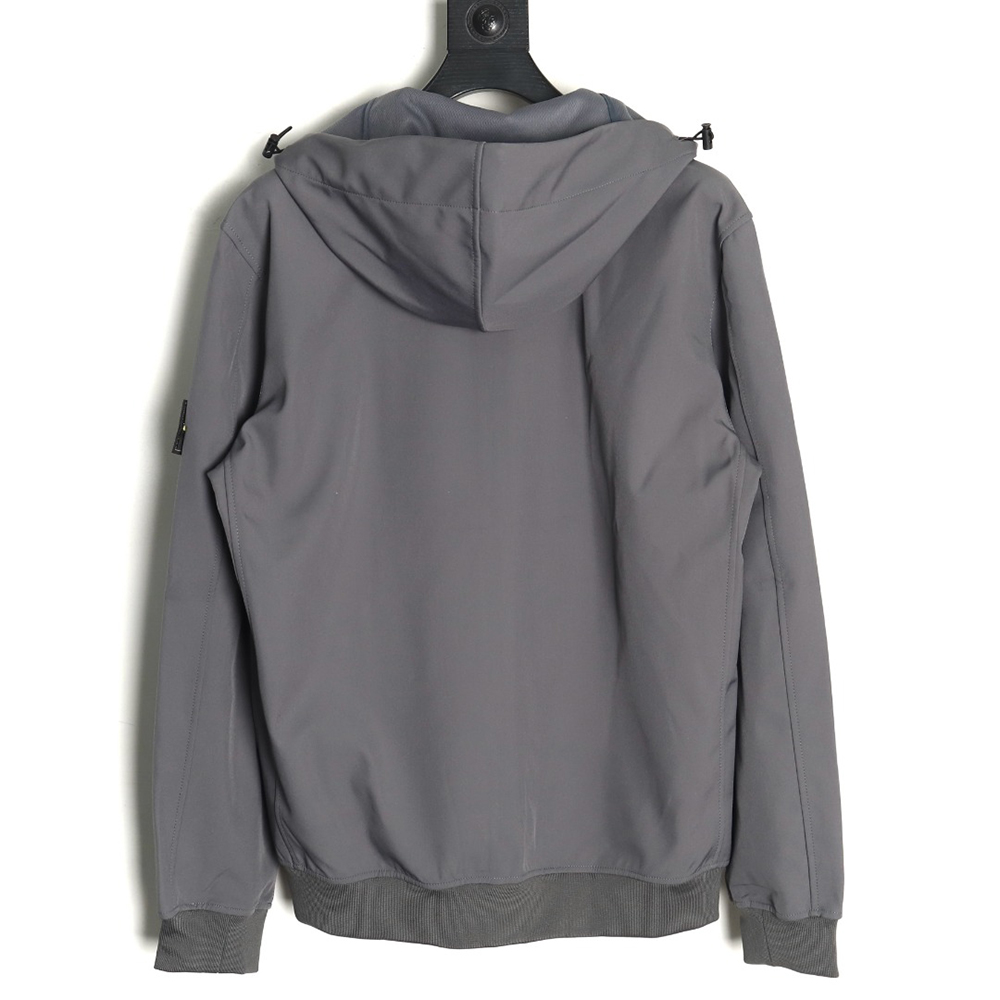Stone Island Plain Hooded Zip-Up Jacket