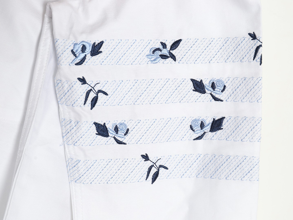 Thom Browne Four-Bar Embroidery Long Sleeve Shirt