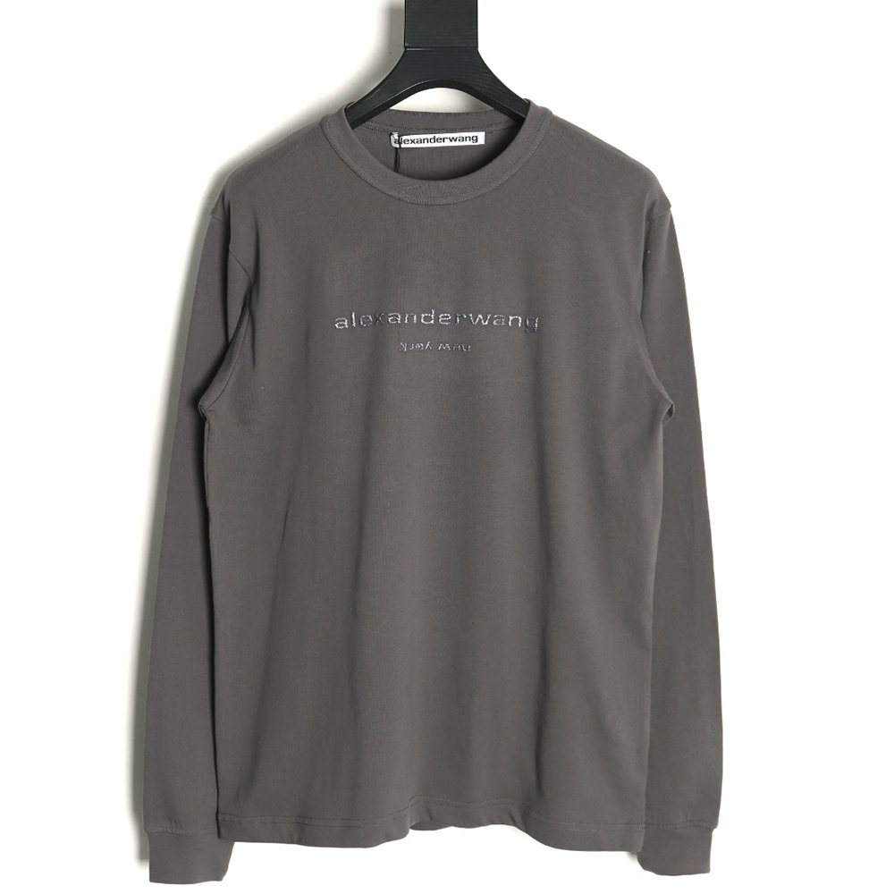 Alexander Wang 3D embossed glitter logo long-sleeved T-shirt