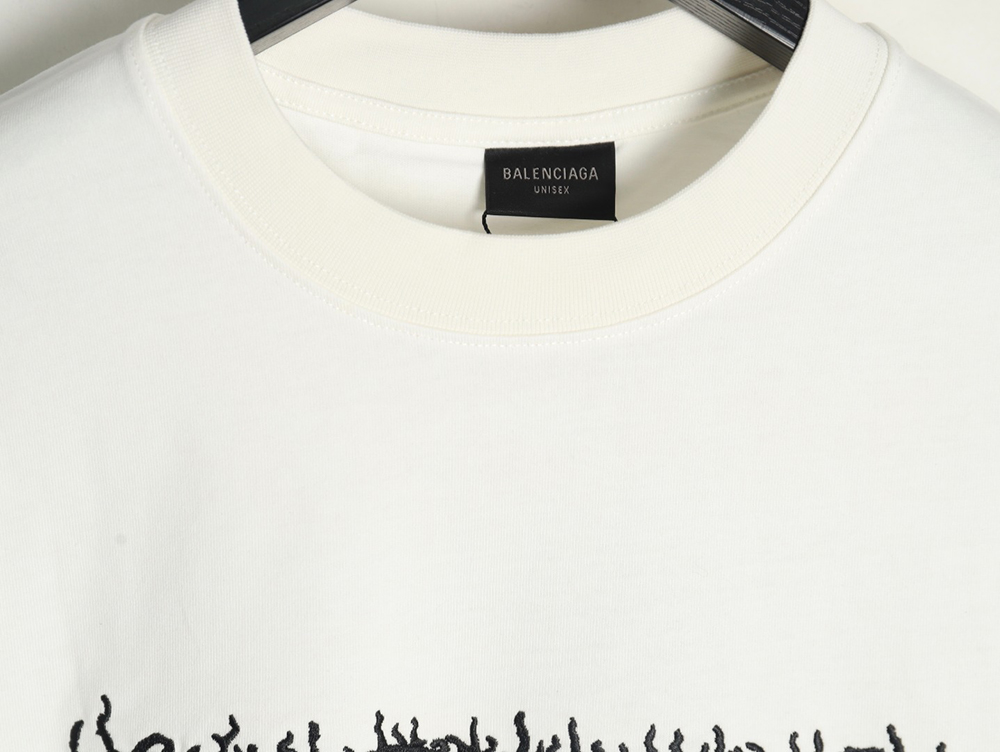Ba*len*cia*ga lettering embroidered logo short sleeve t-shirt