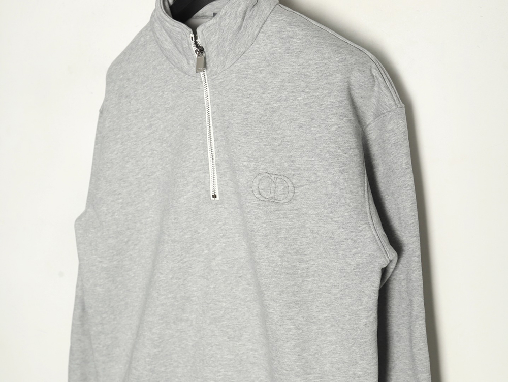 D*or circular embroidery half zip stand collar sweatshirt