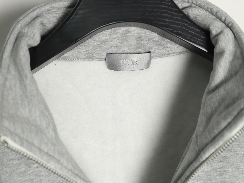 D*or circular embroidery half zip stand collar sweatshirt