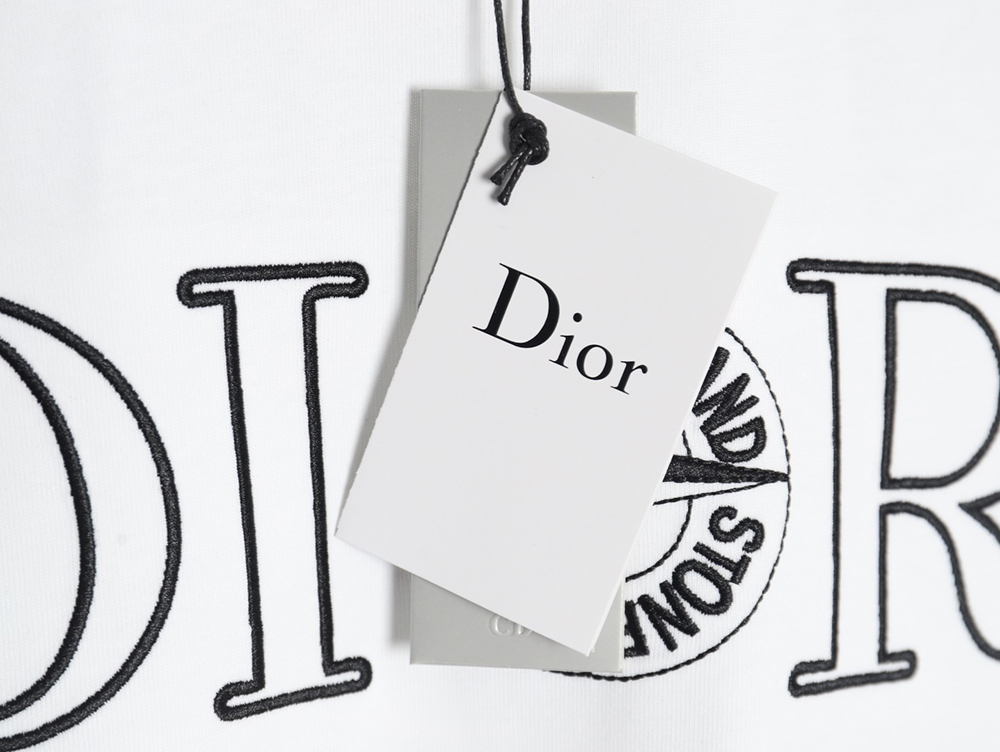 D*or & stone island co-branded embroidered logo short-sleeved t-shirt