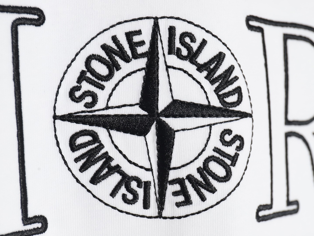 D*or & stone island co-branded embroidered logo short-sleeved t-shirt