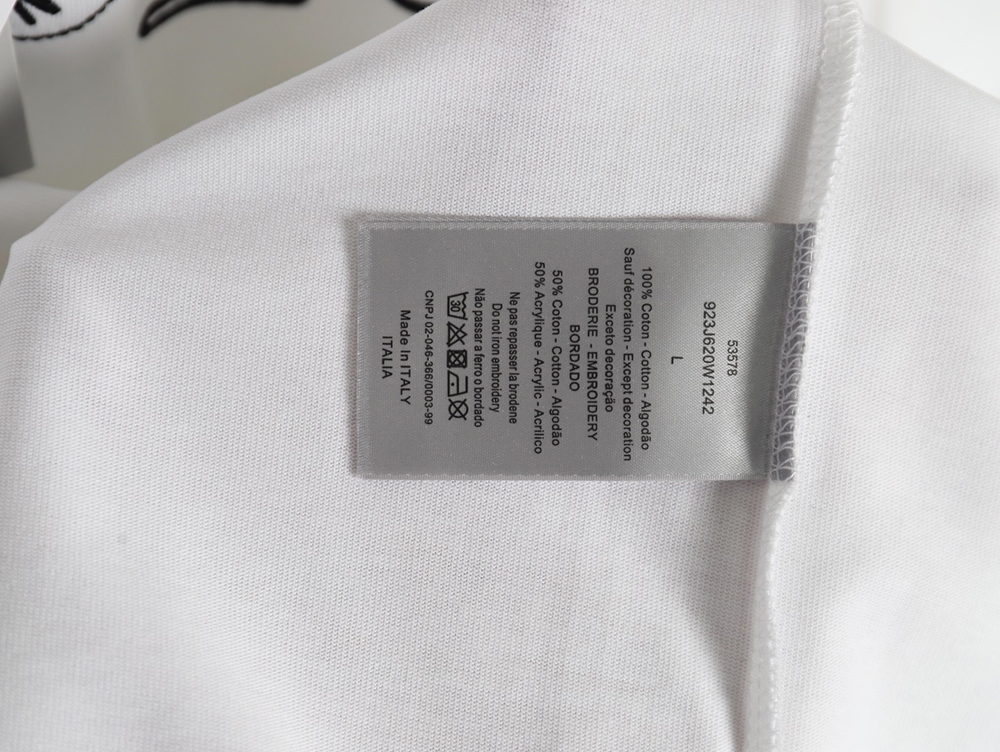 D*or & stone island co-branded embroidered logo short-sleeved t-shirt