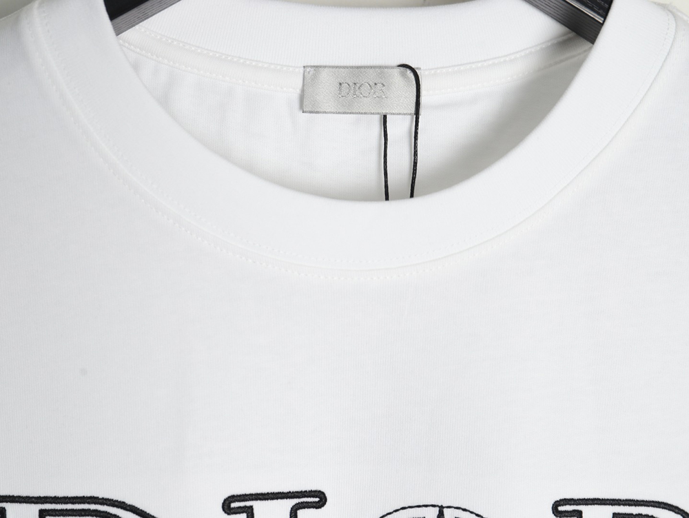 D*or & stone island co-branded embroidered logo short-sleeved t-shirt