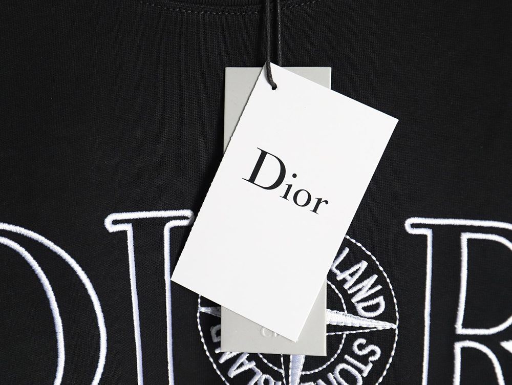 D*or & stone island co-branded embroidered logo short-sleeved t-shirt tsk1