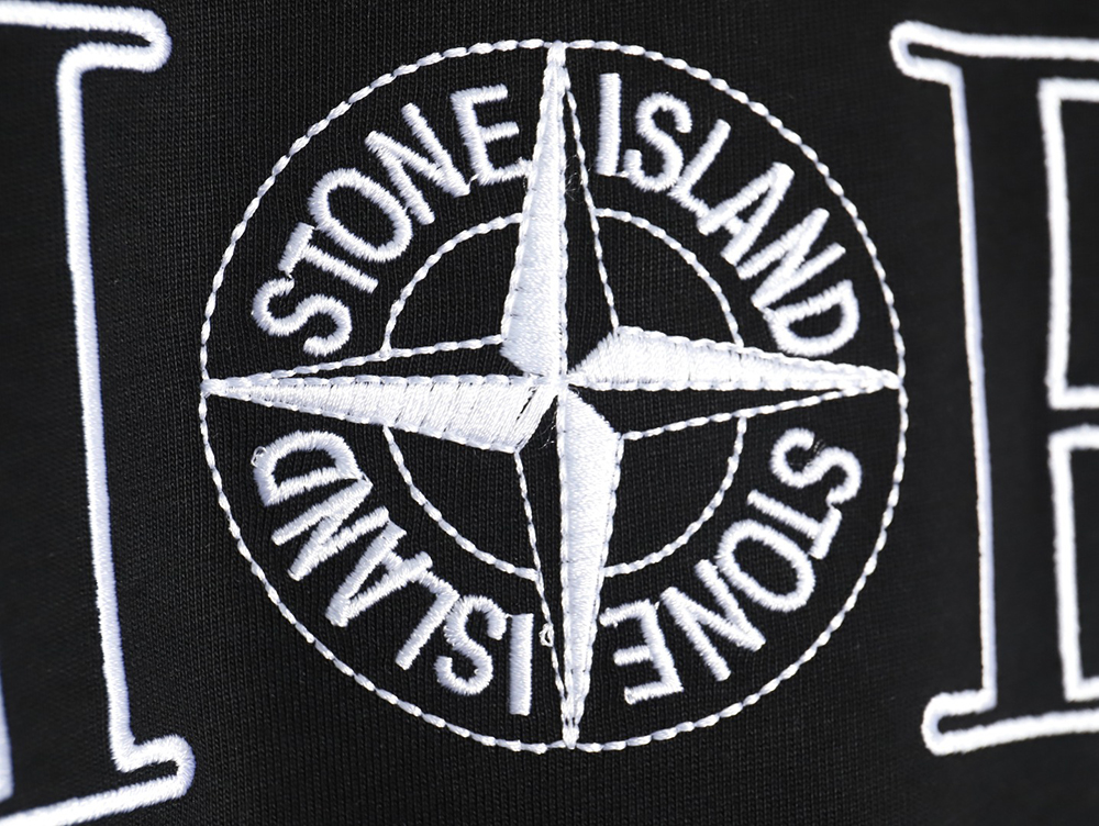 D*or & stone island co-branded embroidered logo short-sleeved t-shirt tsk1