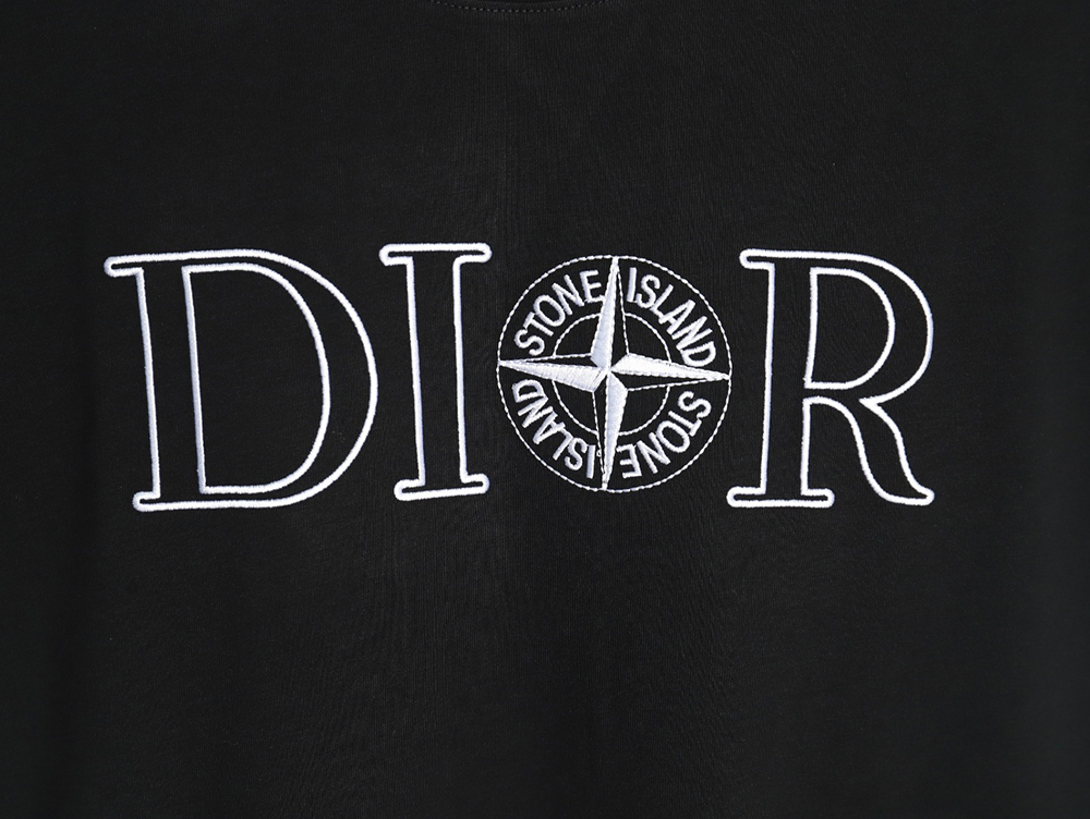 D*or & stone island co-branded embroidered logo short-sleeved t-shirt tsk1