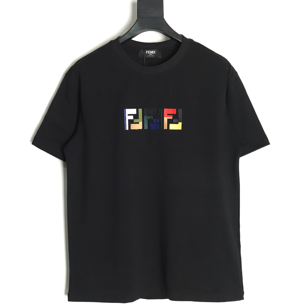 F**di colorful embroidered ff letter pattern short-sleeved t-shirt tsk1