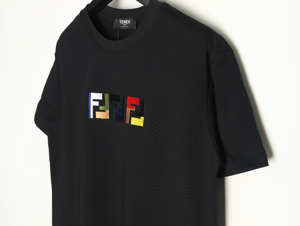F**di colorful embroidered ff letter pattern short-sleeved t-shirt tsk1