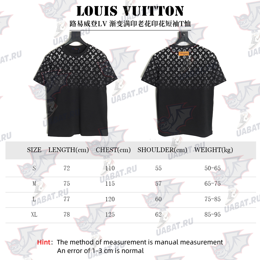 l0*is V*t0n gradient full print monogram short-sleeved t-shirt tsk1