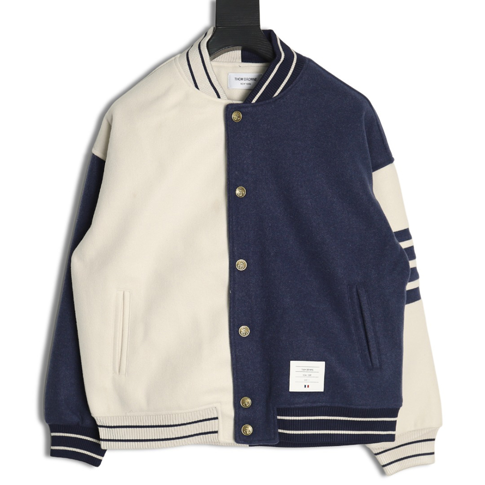 Thom Browne patchwork 4-bar baseball jersey jacket