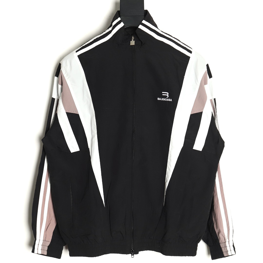 Ba*len*cia*ga double hook embroidery color block stand collar jacket