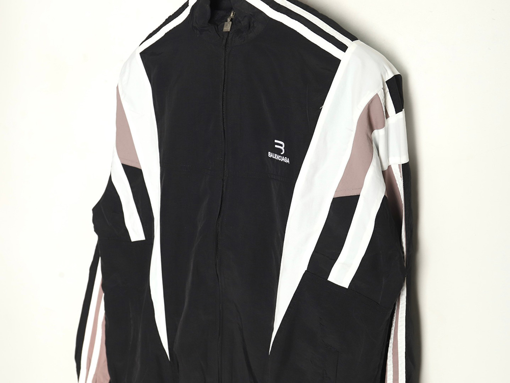 Ba*len*cia*ga double hook embroidery color block stand collar jacket