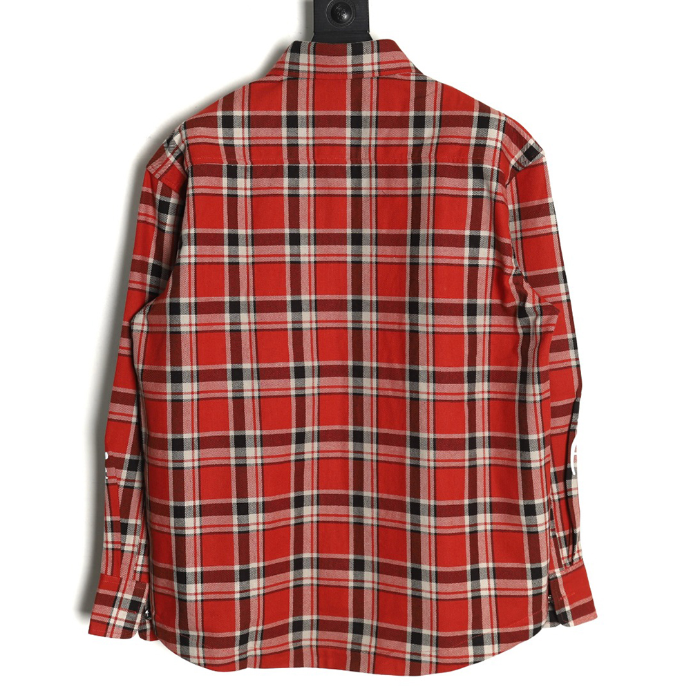 Ch**me He**ts striped plaid stitching silver button cardigan shirt