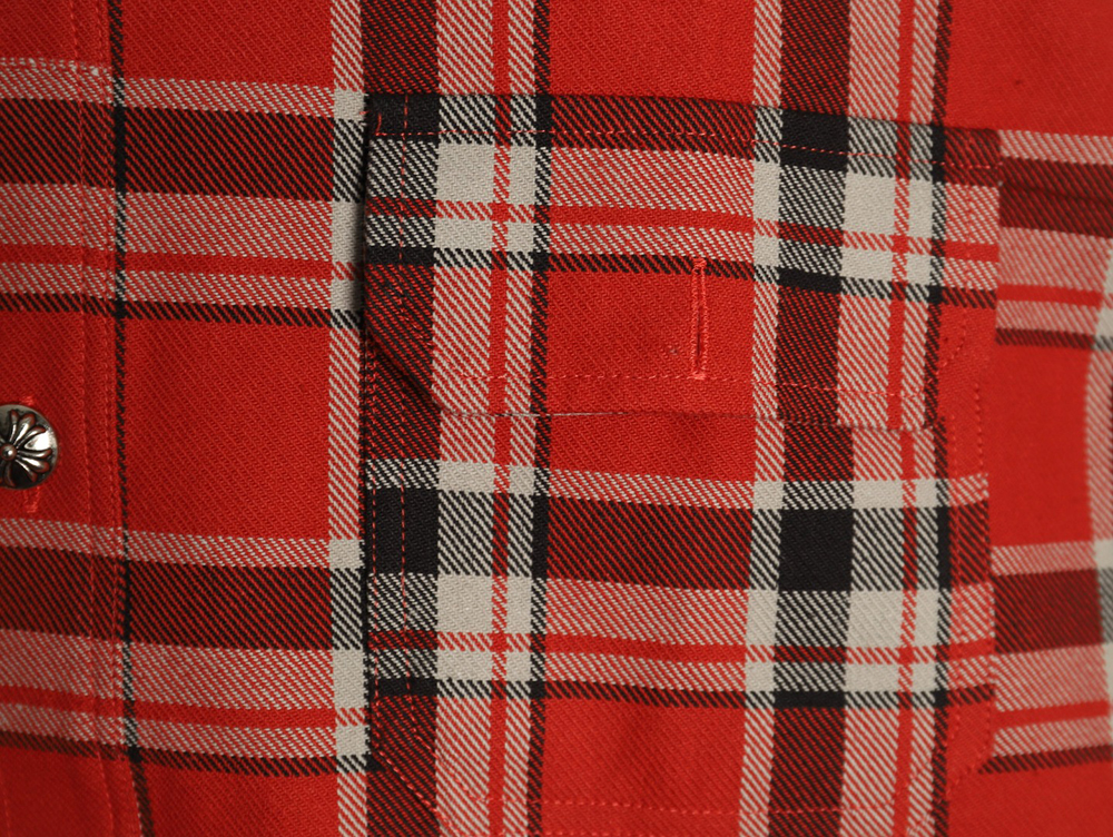 Ch**me He**ts striped plaid stitching silver button cardigan shirt