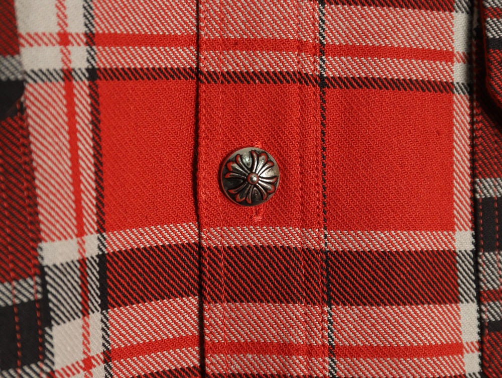 Ch**me He**ts striped plaid stitching silver button cardigan shirt