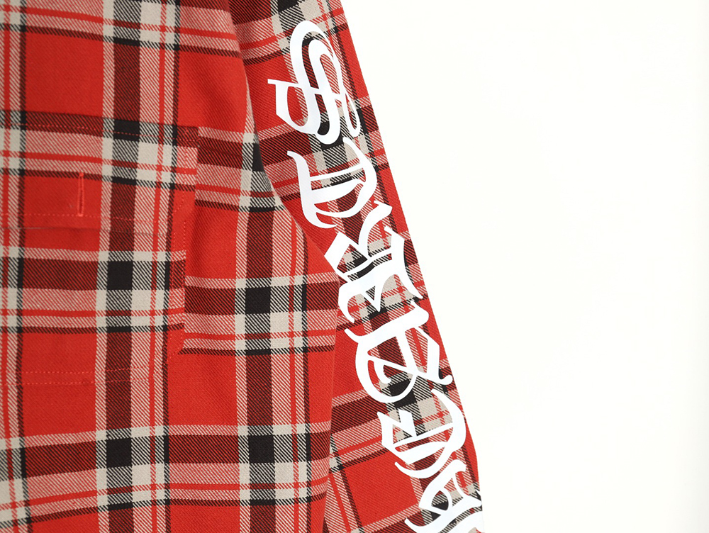 Ch**me He**ts striped plaid stitching silver button cardigan shirt