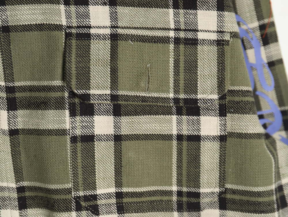 Ch**me He**ts striped plaid stitching silver button cardigan shirt tsk2