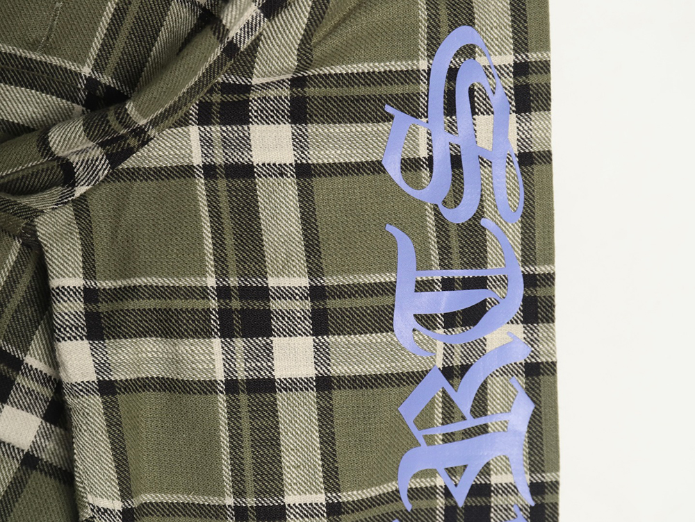 Ch**me He**ts striped plaid stitching silver button cardigan shirt tsk2