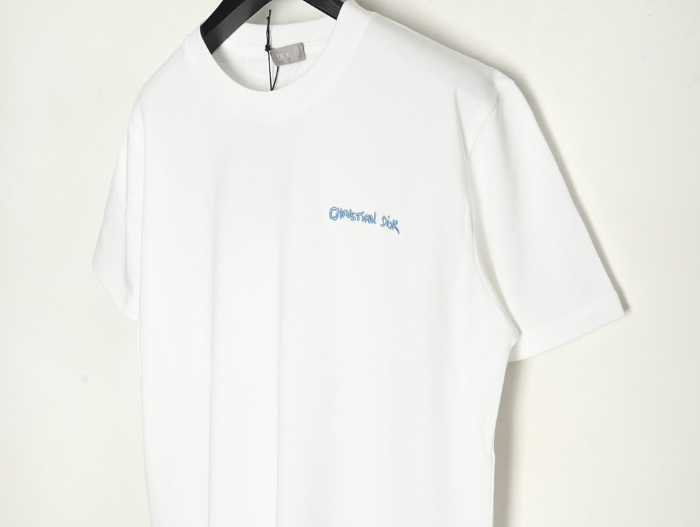 D*or cursive embroidered letters short-sleeved t-shirt
