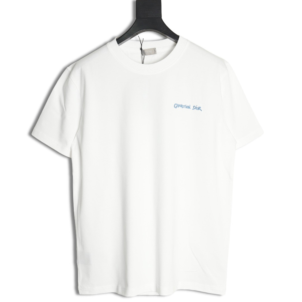 D*or cursive embroidered letters short-sleeved t-shirt