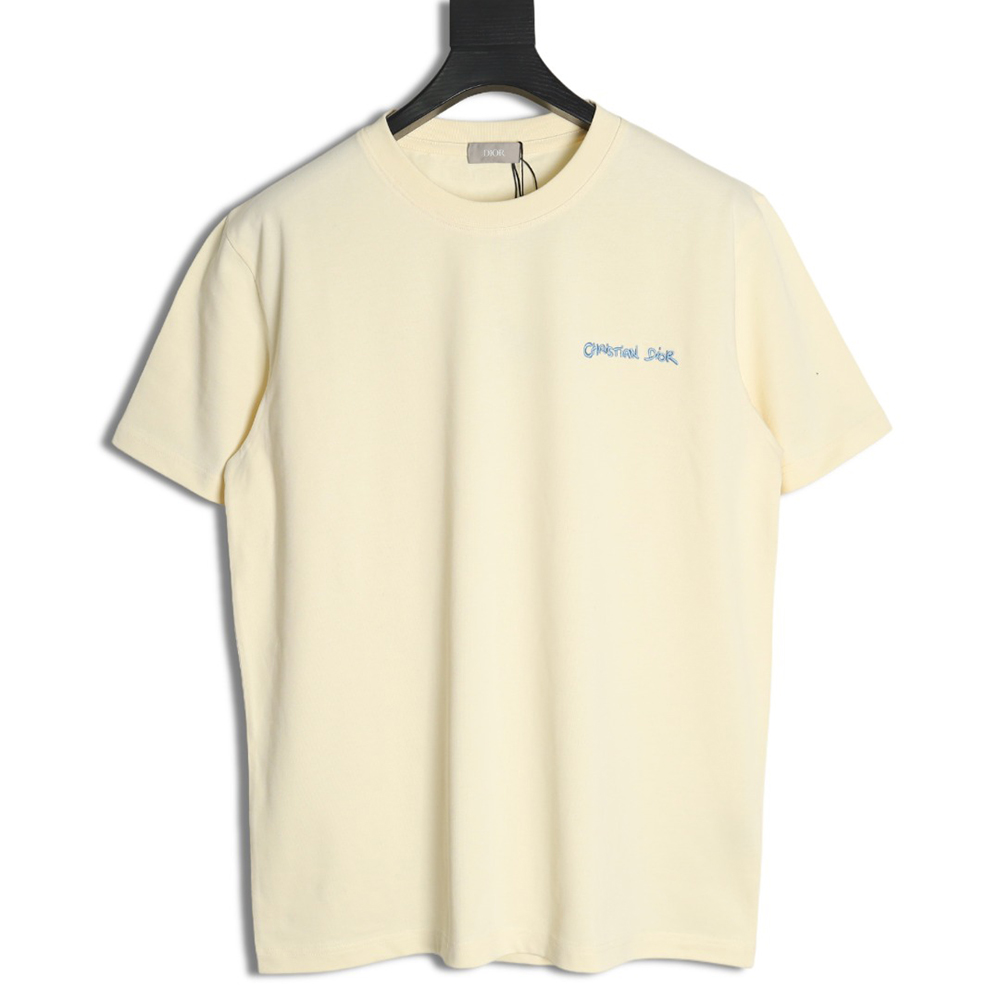 D*or cursive embroidered letters short-sleeved t-shirt tsk1