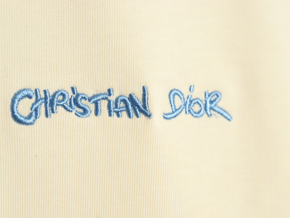 D*or cursive embroidered letters short-sleeved t-shirt tsk1