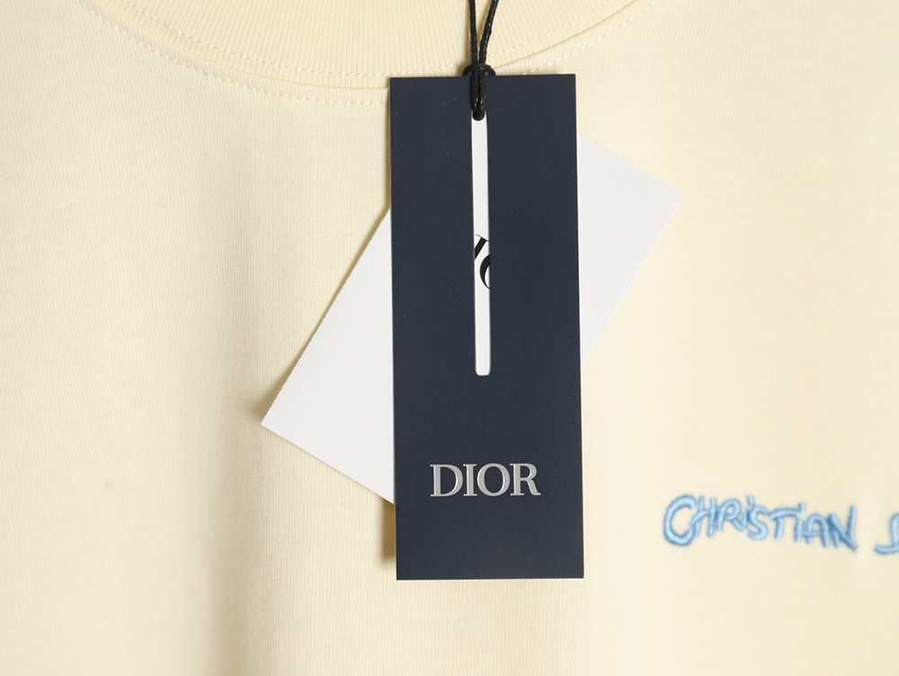 D*or cursive embroidered letters short-sleeved t-shirt tsk1