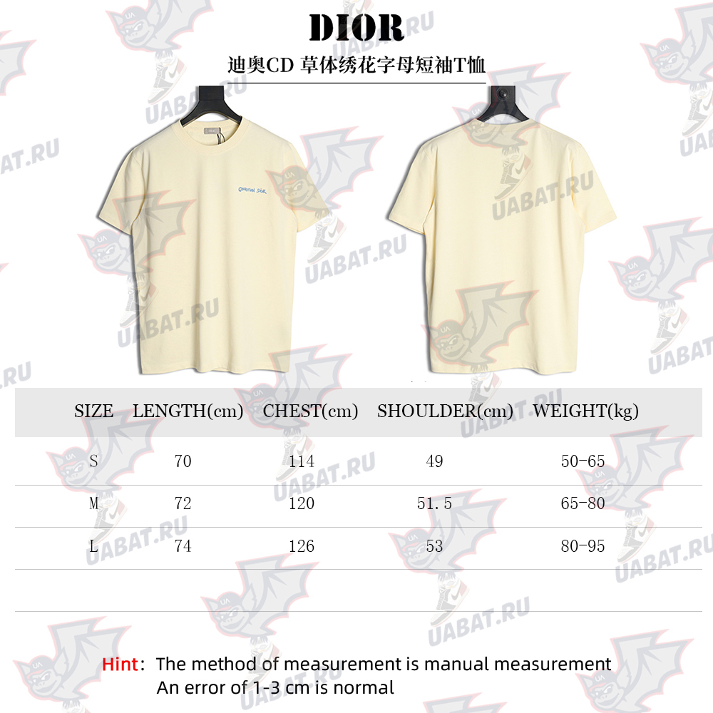 D*or cursive embroidered letters short-sleeved t-shirt tsk1