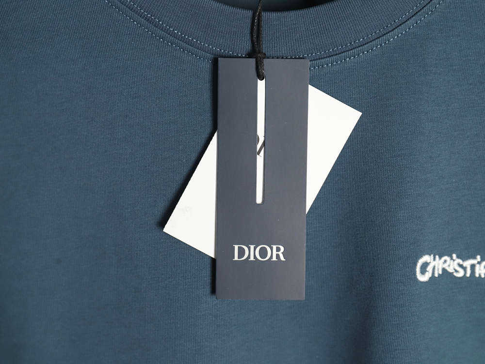 D*or cursive embroidered letters short-sleeved t-shirt tsk3