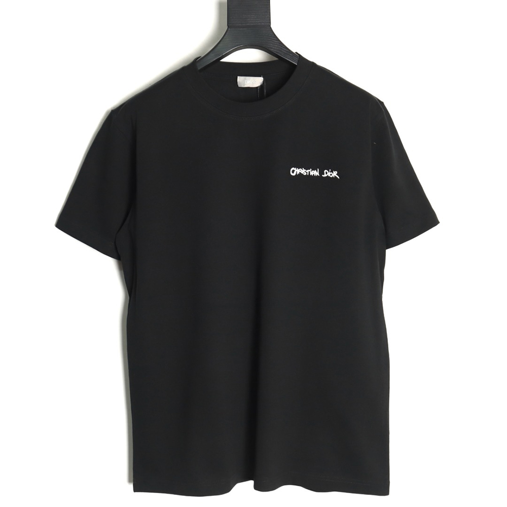 D*or cursive embroidered letters short-sleeved t-shirt tsk4