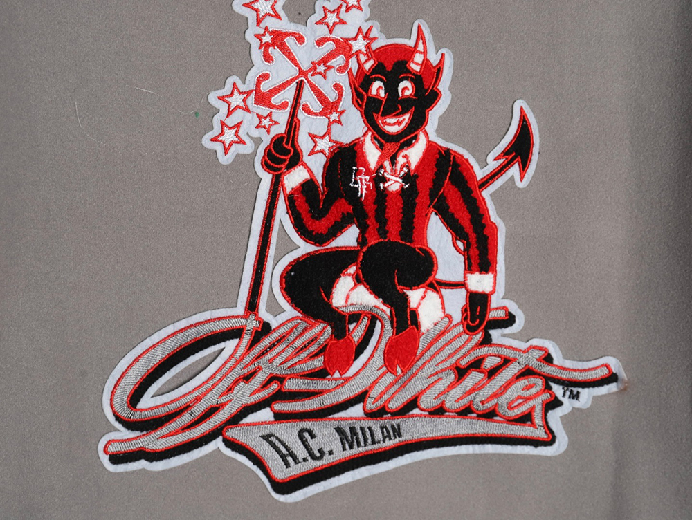 Off-White Demon Towel Embroidery Joint Baseball Jacket