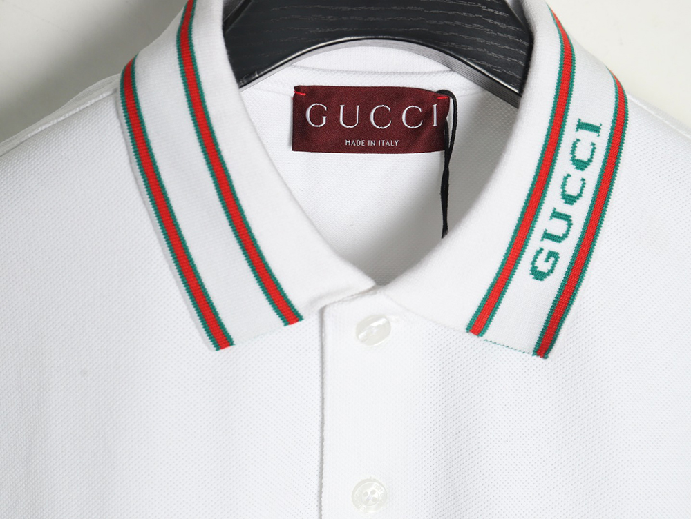 G*u*i neck lettering short sleeve polo shirt