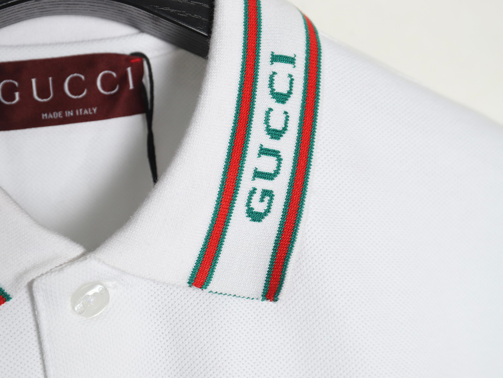G*u*i neck lettering short sleeve polo shirt