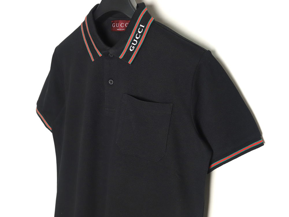G*u*i neck lettering short sleeve polo shirt tsk1