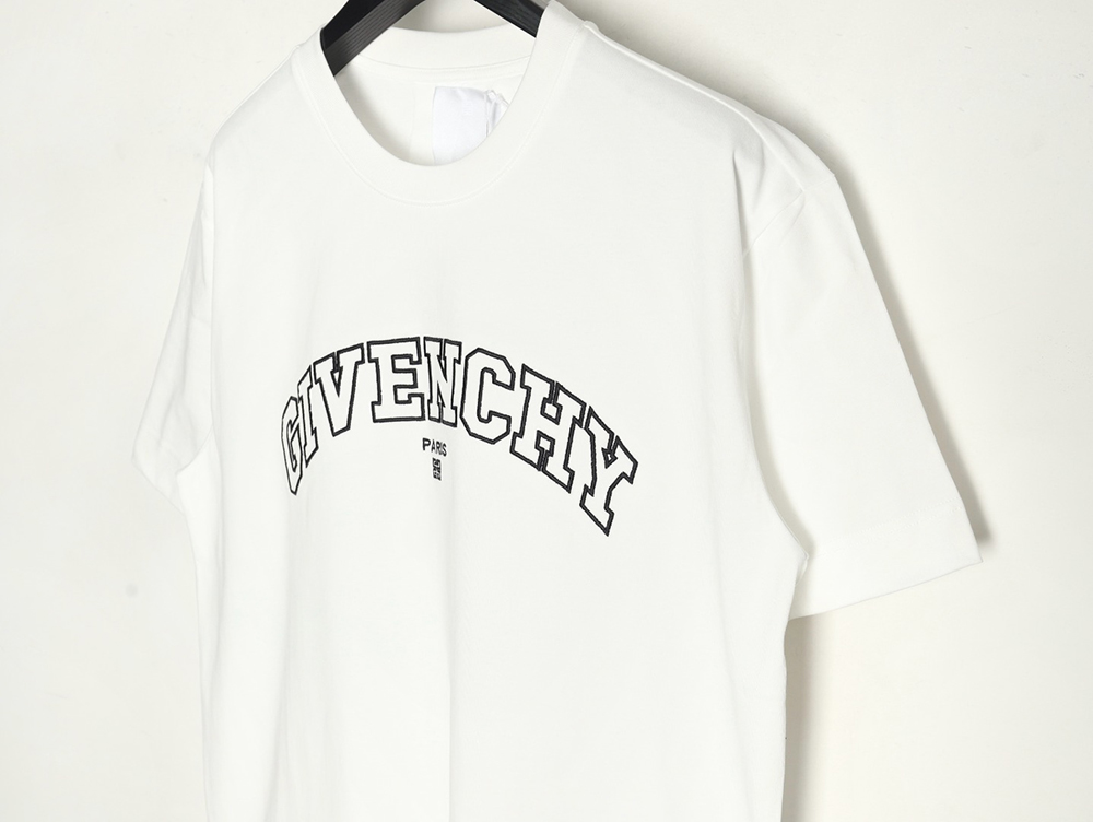 Givenchy hollow arc letter embroidered short-sleeved T-shirt